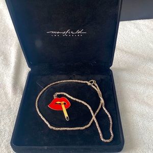 LYNN BAN
Enamel Smoking Lips Lariat Necklace